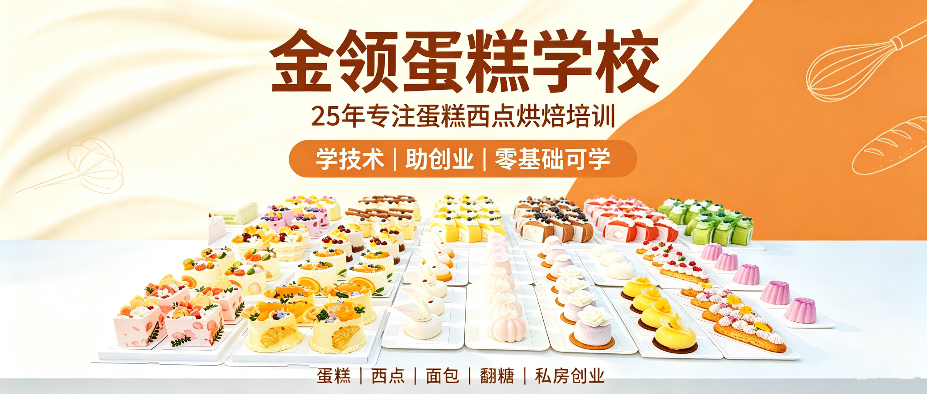 学面包甜品，法式西点课程，翻糖蛋糕学习，金领职业培训